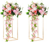 2PCS Rectangular Flower Stand Centrepiece Pedestal Metal Wedding Decorations