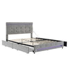 UPHOLSTERED 4FT6 DOUBLE BED FRAME WITH 4 DRAWERS LED LIGHT STRIPS VELVET FABRIC