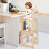 3-in-1 Wooden Kids Step Stool Toddler Learning Tower Kitchen Helper W/ Blackbord