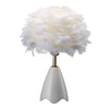 Fluffy Feather Shade Table Lamp White Lampshade Bedside Night Light Room Decor