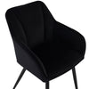 2Pcs Velvet Dining Chairs Black Cushion Padded Seat Metal Legs Armchair
