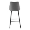 2Pcs Grey Bar StoolsVelvet Breakfast Pub Chair Kitchen Shape V Design