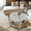 31.5in Large Round Mirrored Coffee Table with Crystal Edge Frame for Livingroom