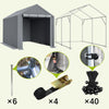 Storage Tent 6X10FT Garden Waterproof Anti-UV Bike Shed Steel Frame Zipper Door