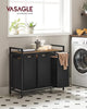 3 Compartment Black Steel MDF Laundry Basket with Removable Bags Organizer