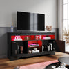 High Gloss 2 Door TV Unit Cabinet 135cm Black TV Stand Sideboard Entertainment