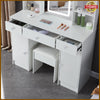 Dressing Table w/ LED Mirror Makeup Organizer Desk Modern Vanity Table Stool Set