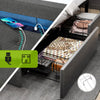 Ottoman Bed Frame LED Lights Upholstered Headboard Double Size Bed & 4 Storage