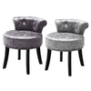 Crushed Velvet Vanity Stool Dressing Table Chair Bedroom Seat + Solid Wood Legs