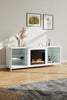 White Wooden TV Cabinet with 18 inch Electric Fireplace TV Cabinet Fireplace Set