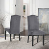 2/4 Dining Chairs High Back Velvet Hotel Kitchen Chair Wooden Leg Home Dark Grey