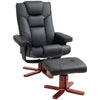 Recliner Chair with Footstool, PU Leather Armchair Leisure Lounge Chair, Black