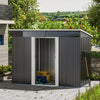 8.5x4ft Anthracite Garden Storage Shed Pent Roof Tools Shed with Acrylic Window
