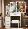 LED Mirror Dressing Table with Stool Set Makeup Desk Vanity Table Lights