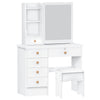 Dressing Table With Sliding Mirror 6 Drawers Open Shelves Vanity Desk