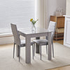 Small Space Dining Set 3Pcs Square Dining Table+ 2 Dining Chairs Set Grey Wooden