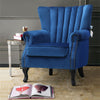 Upholstered Retro Velvet Wing Back Chair Chesterfield Queen Anne Sofa Rivets Arm