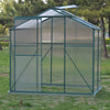 4x6/6x6/8x6/10x6FT Walk-In Greenhouse Aluminium Frame / Polycarb Panel Silver