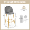 2Pcs Bar Stool Upholstered Pub Chairs Counter Height Stools w/ Footrests Grey