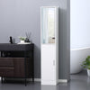 Tall Mirrored Bathroom Cabinet with Adjustable Shelf White