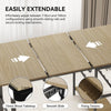 Extendable Dining Table Large Storage Wooden Kitchen Desk with Shelf Rack