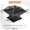 Square Outdoor Black Fire Pit Steel BBQ Patio Garden Camping Fire Pit Grill Mode