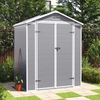 6x4 Plastic Garden Storage Shed Grey Resin Double Door Outdoor Shed With Windows