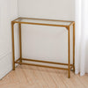 Slim Console Table Gold Metal Hallway Side Stand Glass Tabletop for Small Spaces