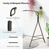Outdoor Metal Hanging Swing Frame Garden A-Shaped Porch Swing Stand w/Side Bars