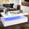 High Gloss LED Coffee Table With Storage Wooden 2 Drawer Living Room Furniture