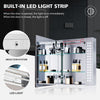 LED Bathroom Mirror Cabinet With Shaver Socket Demister Heated Clock 650×600mm