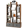 12 Tier Bookshelf Open Storage Wood Bookcase Organizer Display Shelf