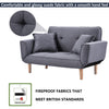 Recliner Sleeper Small Sofa Bed Compact Loveseat Couch with Wood Legs Light Grey