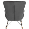 Velvet Wing Back Rocking Chair Wood Curved Legs Padded Seat Lounge Armchair