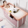 Folding Portable Bathtub Bath Tub Adult Child Warm Spa Sauna Soaking Barrel&Lid