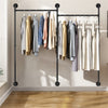 XL Industrial Pipe Clothes Rail Wall Clothing Hanging Rack Open Wardrobe