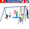 Steel Frame Kids Metal Swing Set Heavy-Duty Gardens Kids Playset w/3 Swing Seats