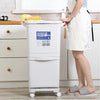 Kitchen Rubbish Waste Bin Recycling Dual Multi Compartment Pedal Dustbins Wheels