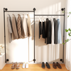 Industrial Pipe Clothes Rail Double Rod Garment Rack Shop Walk-in Closets System