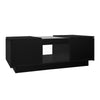 Modern LED Coffee Table with 2 Drawers Storage Black for Living Room