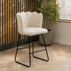 Set of 2 Counter Height Kitchen Bar Stools Scalloped Shell Back Cream