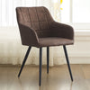 Set of 2 Brown Faux Leather Dining Chairs Armchair Kitchen Restaurant Modern