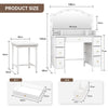 Dressing Table with Stool Set 10 LED Bulbs Vanity Desk 7 Drawers Storage White