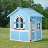 Large Wooden Playhouse with Doors, Windows, Apex Roof for Kids Children- Blue UK