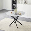 White Round Dining Table Marble Effect Top Kitchen Table with Metal Legs