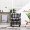 Tartan Fabric Upholstered Armchair Lounge High Wing Chair Sofa Seat