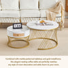 Round Nesting Coffee Tables Set Stacking Side Tables with Storage Drawer White