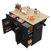 Kitchen Island Rolling Cart with Drop Leaf Tabletop, Storage Drawers & Cabinet