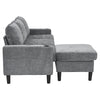3 Seater Sofa with Footstool, L shape Corner Sofa Upholstered Sofa Couch, Grey