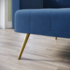 Modern Luxury Velvet Sofa Bed Blue 3 Seater Nonwoven Contrast Gold Metal Legs